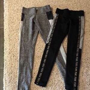 PINK Victoria's Secret Black & Gray Girls' Colorblock Leggings